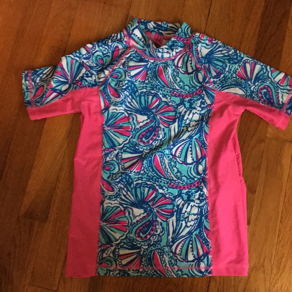 Lilly Pulitzer Kids Swim Rashguard - Pink and Blue